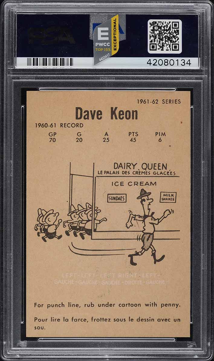 1961 Parkhurst Dave Keon ROOKIE RC #5 PSA 9 MINT (PWCC-E)