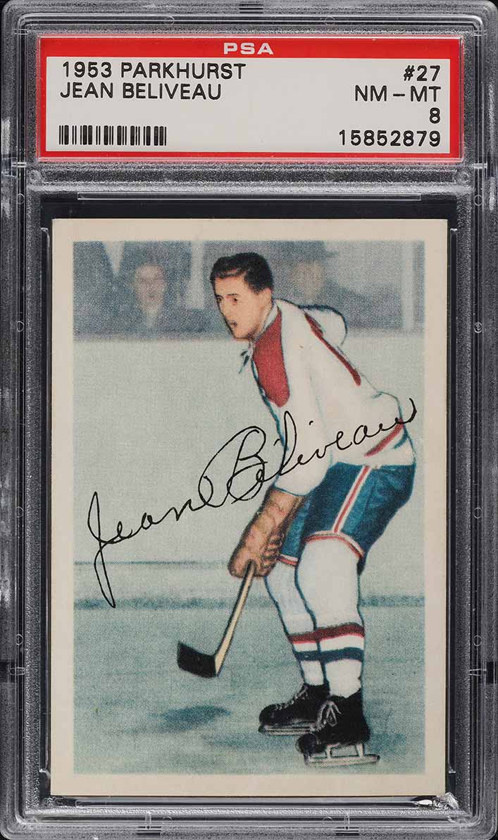 1953 Parkhurst Jean Beliveau ROOKIE #27 PSA 8 NM-MT
