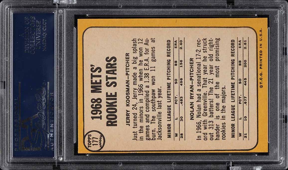 1968 Topps Nolan Ryan ROOKIE #177 PSA 7 NRMT