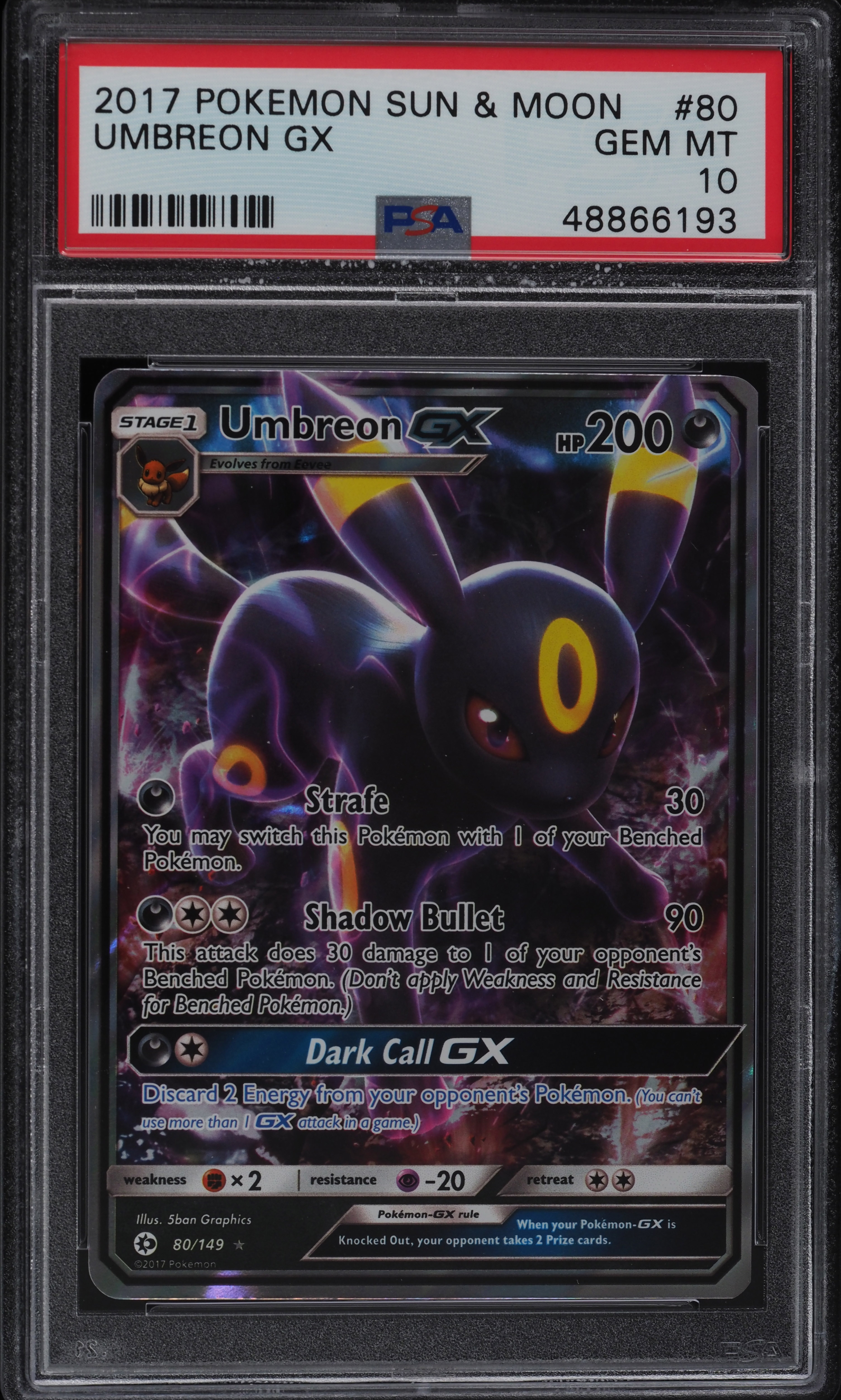 2017 Pokemon Sun & Moon Umbreon GX #80/149 PSA 10 GEM MINT on