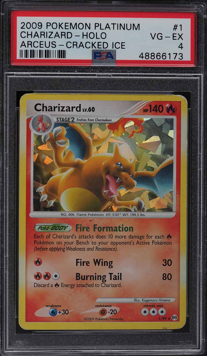 2009 Pokemon Platinum Arceus Cracked Ice Holo Charizard #1/99 PSA 4 VGEX