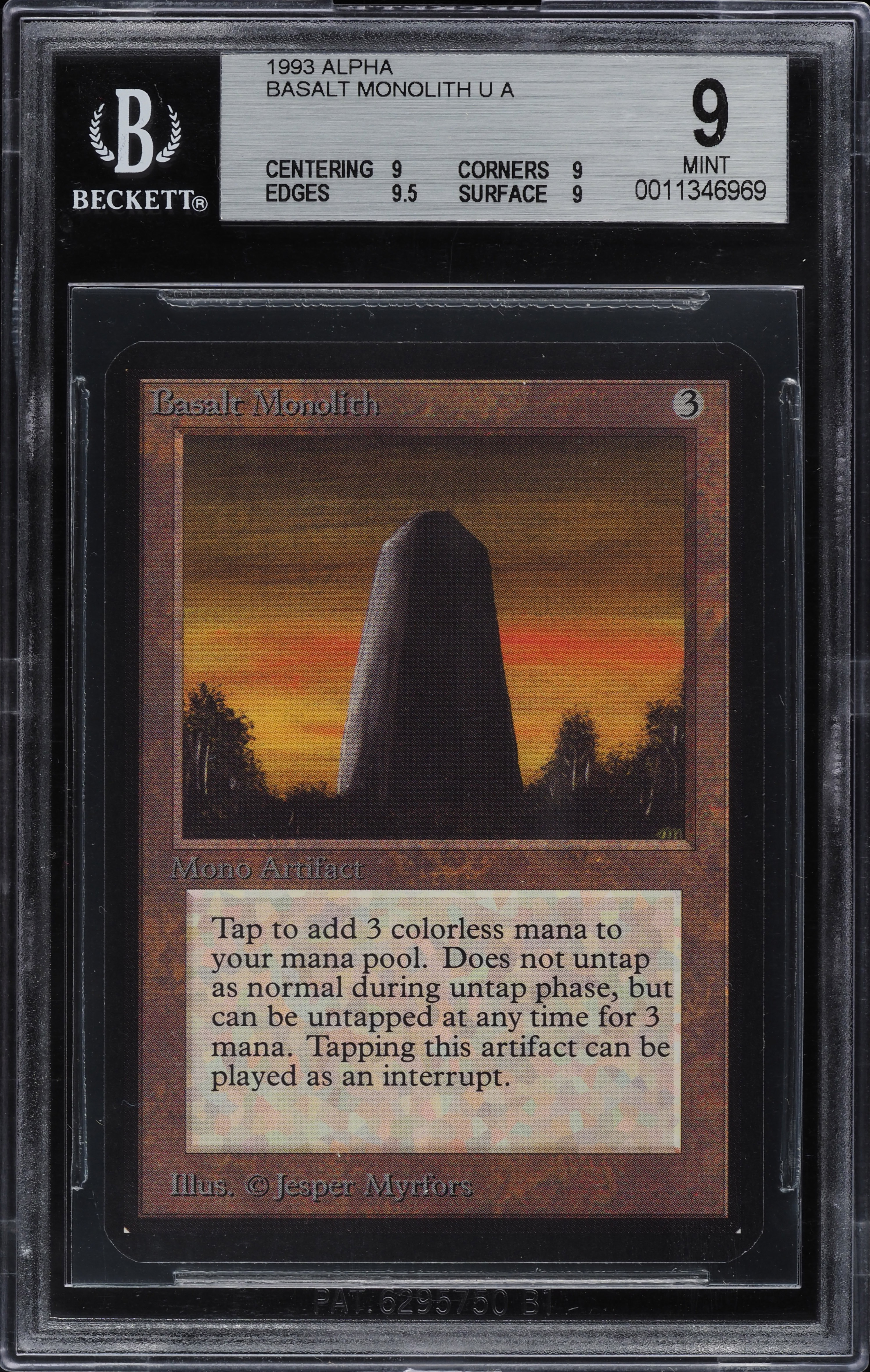 1993 Magic The Gathering MTG Alpha Basalt Monolith U A BGS 9 MINT