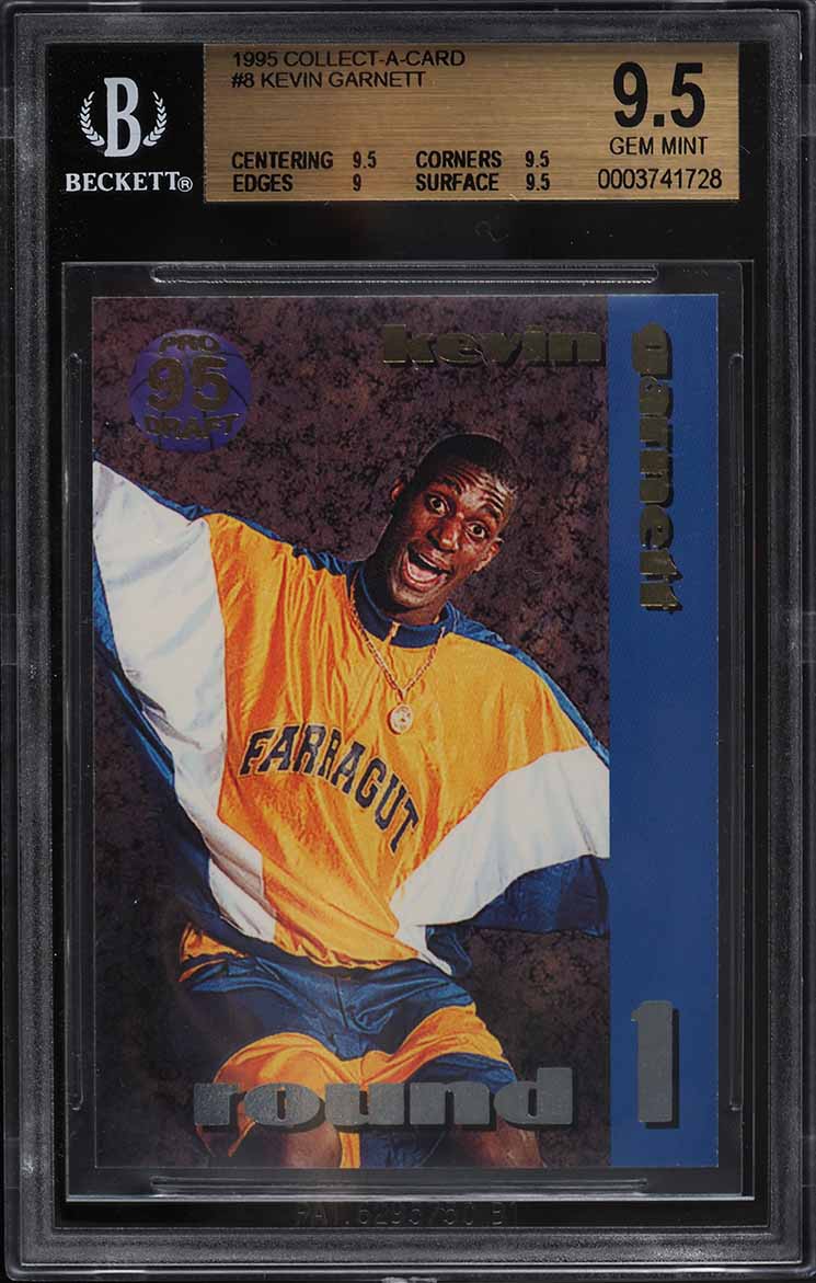 1995 Collect-a-Card Kevin Garnett ROOKIE RC #8 BGS 9.5 GEM MINT on