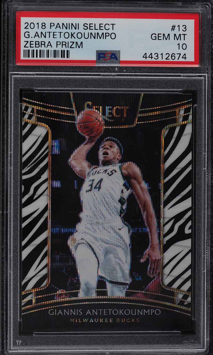2018 Select Concourse Zebra Prizm Giannis Antetokounmpo #13 PSA 10