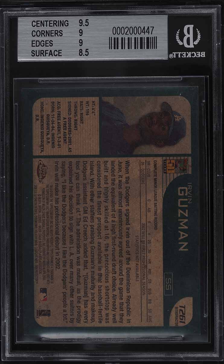 2001 Topps Chrome Traded Retrofractor Irvin Guzman ROOKIE #T261 BGS 9 MINT