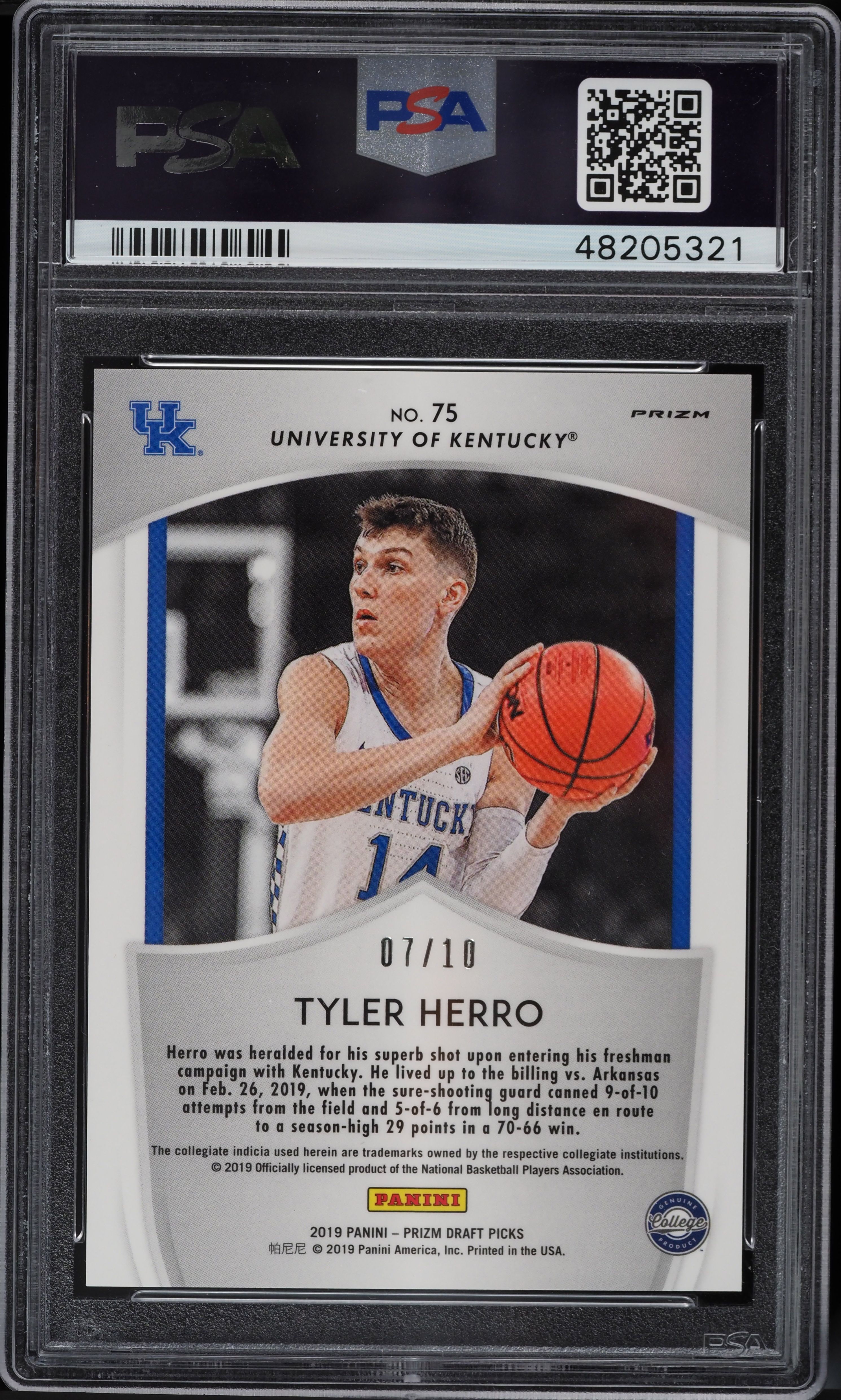 2019 Panini Prizm Draft Picks Gold Tyler Herro ROOKIE /10 #75 PSA