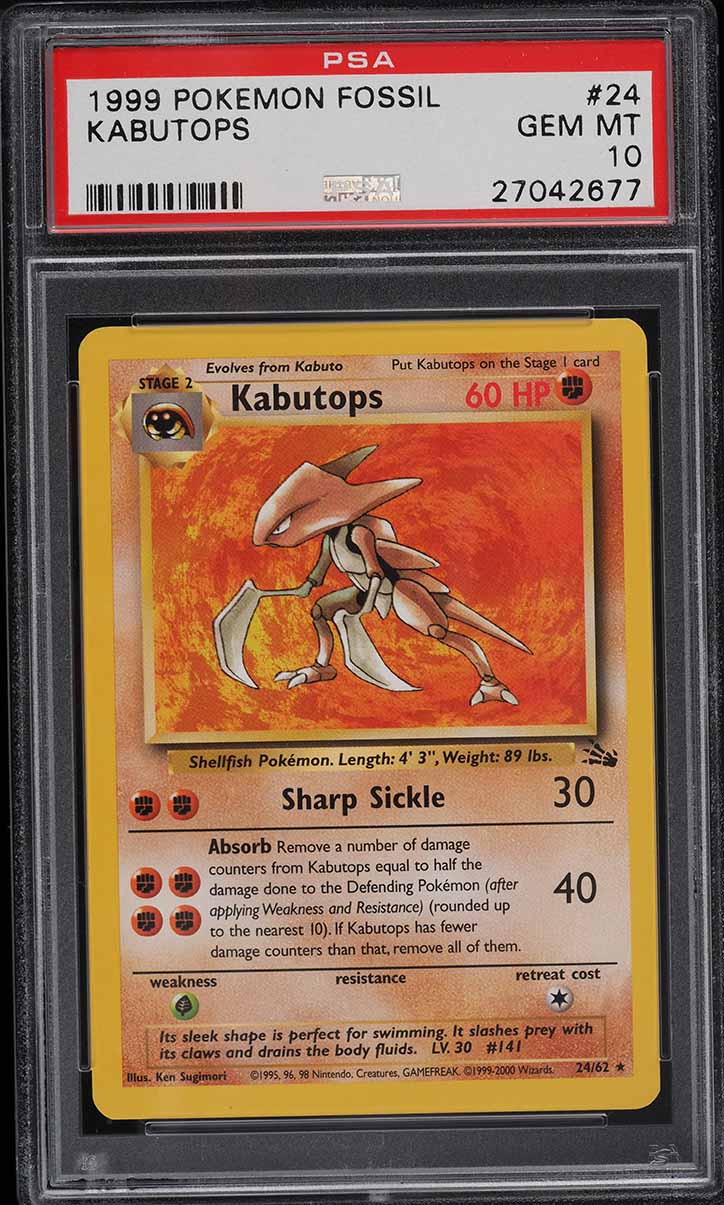 1999 Pokemon Fossil Kabutops #24 PSA 10 GEM MINT 1999-2000 on Fanatics Collect 1999 Pokemon Fossil Kabutops #24 PSA 10 GEM MINT 1999-2000 on Fanatics Collect