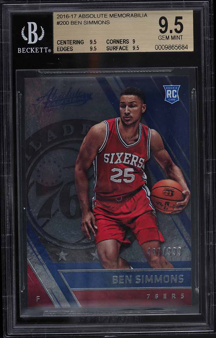 2016 Playoff Absolute Memorabilia Ben Simmons ROOKIE /999 #200 BGS 9.5 GEM MINT