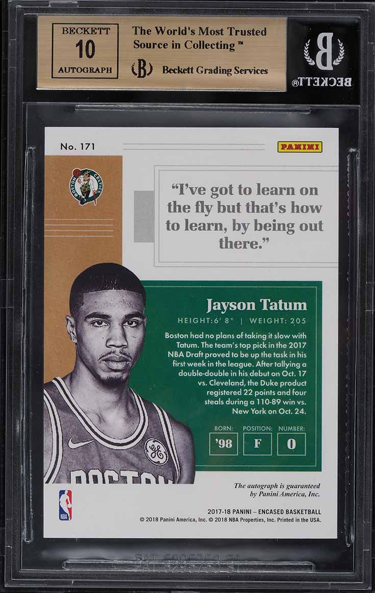 2017 Panini Encased Jayson Tatum ROOKIE AUTO /99 #171 BGS 9.5 GEM MINT