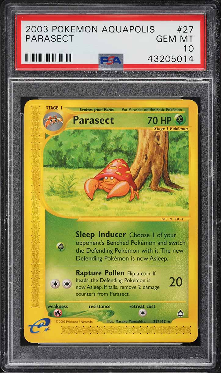 2003 Pokemon Aquapolis Parasect #27 PSA 10 GEM MINT