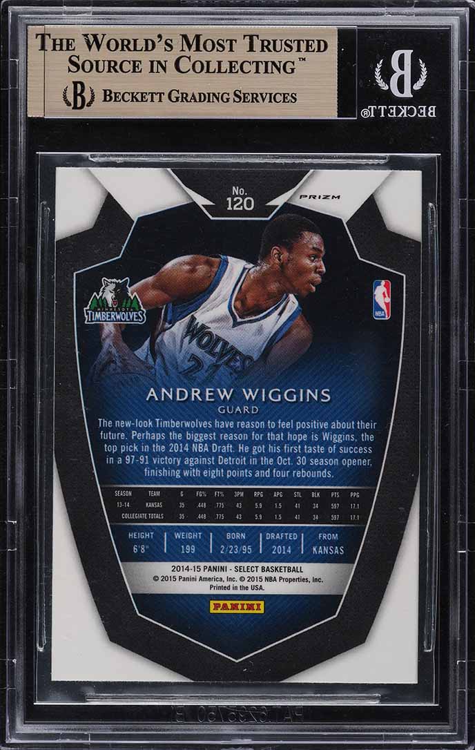 2014 Select Blue Silver Prizm Andrew Wiggins ROOKIE #120 BGS 10 PRISTINE