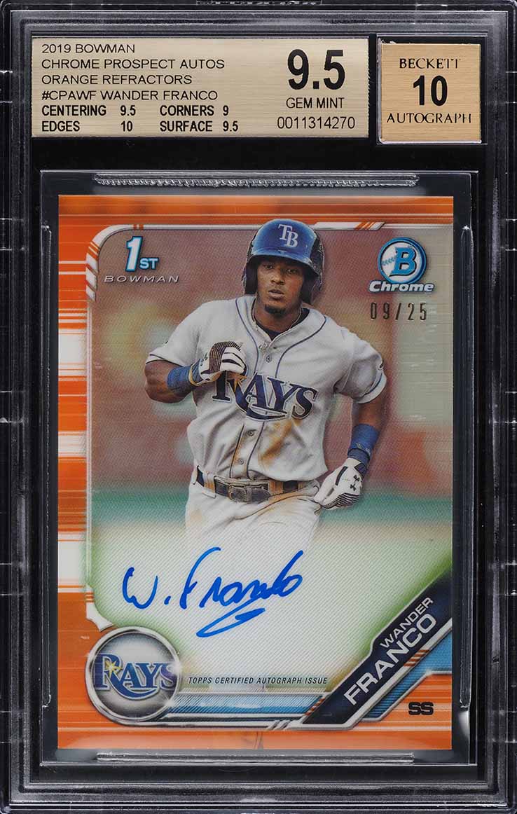 2019 Bowman Chrome Orange Refractor Wander Franco ROOKIE AUTO /25 BGS 9.5 GEM