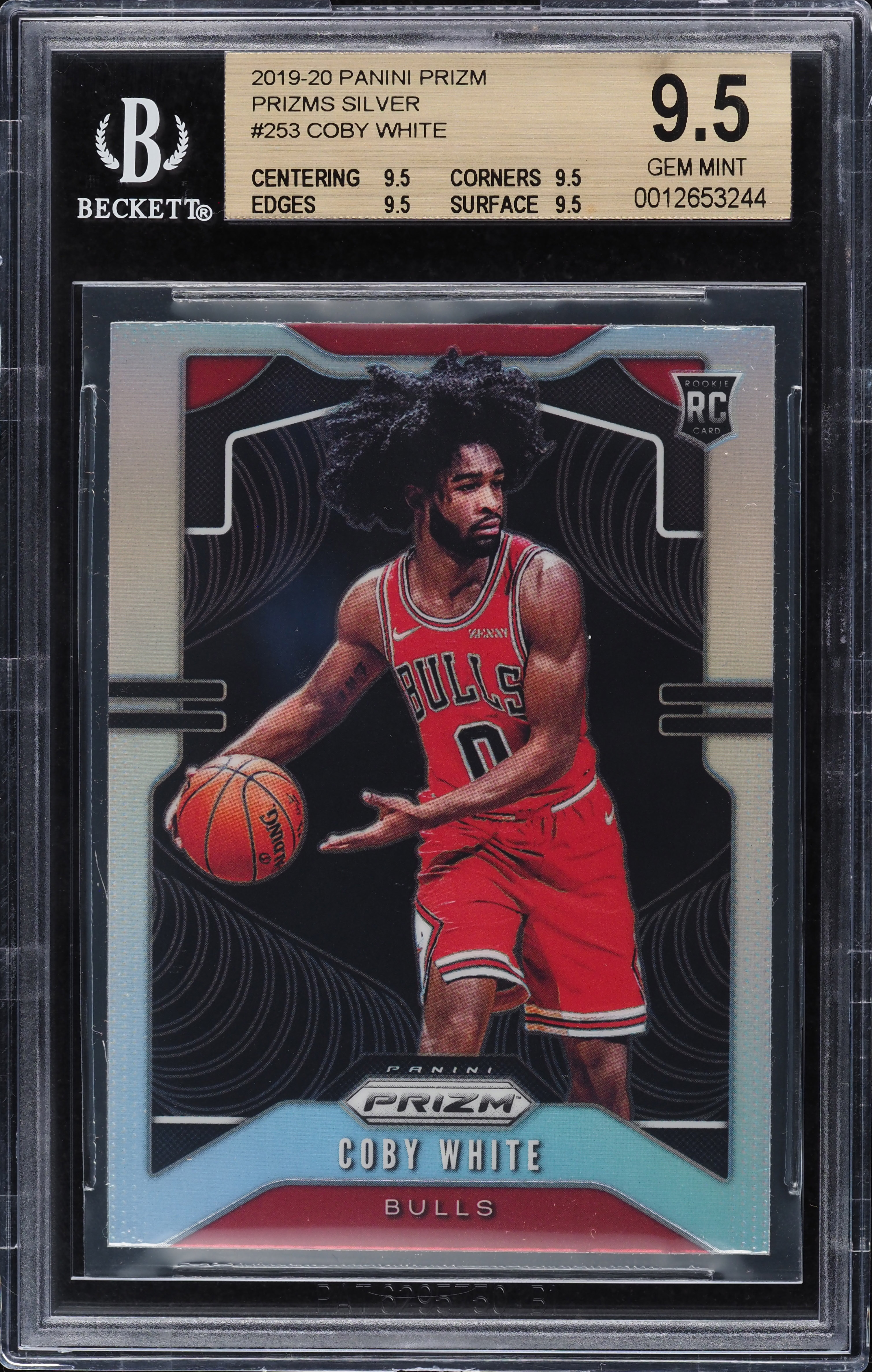 2019 Panini Prizm Silver Coby White ROOKIE #253 BGS 9.5 GEM MINT