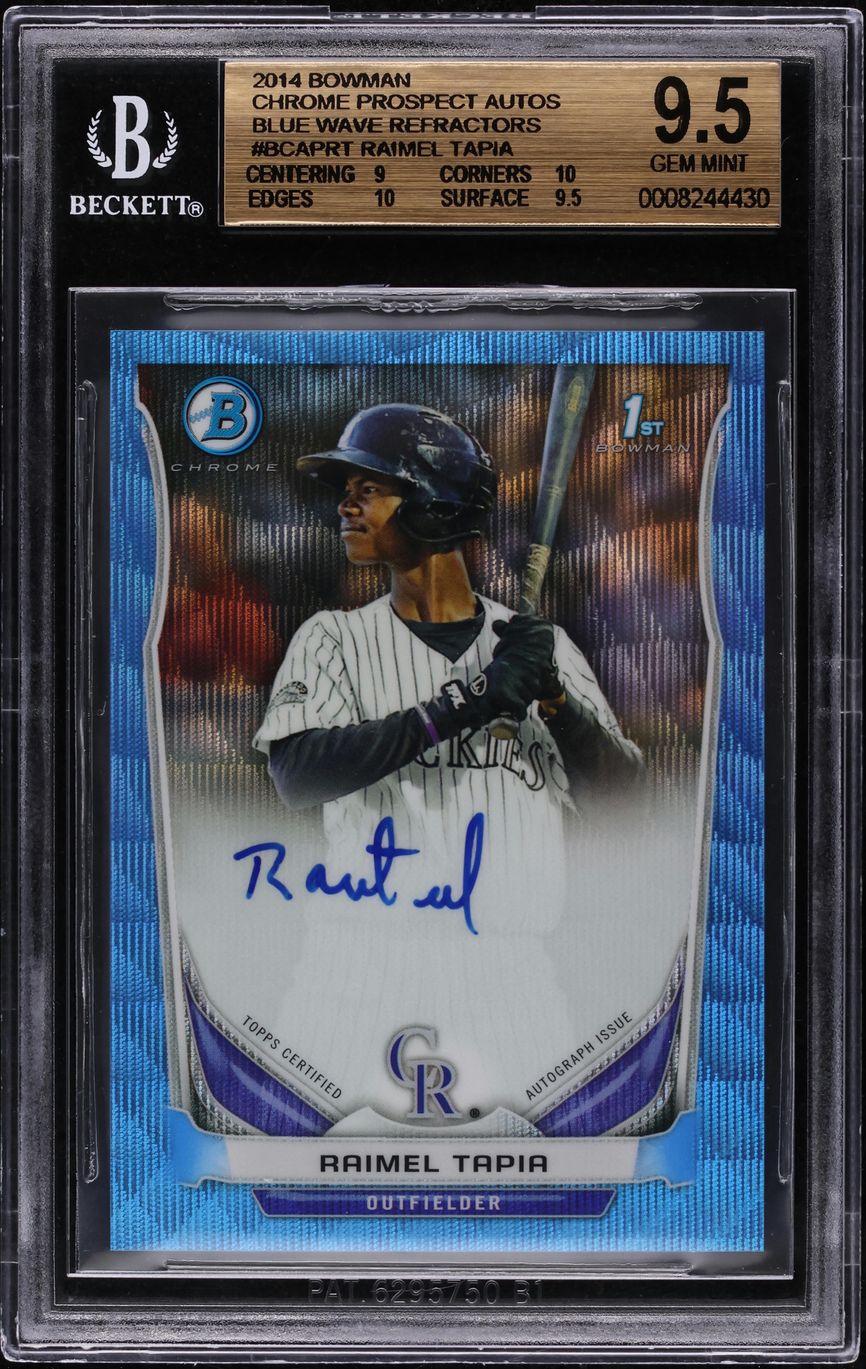 2014 Bowman Chrome Blue Wave Refractor Raimel Tapia ROOKIE AUTO /50 BGS 9.5 GEM