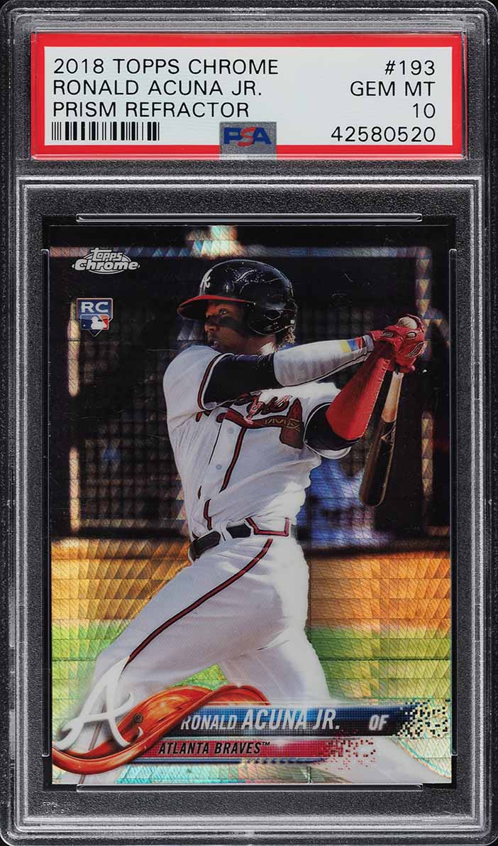 2018 Topps Chrome Prism Refractor Ronald Acuna Jr. ROOKIE RC #193 PSA 10 GEM MT
