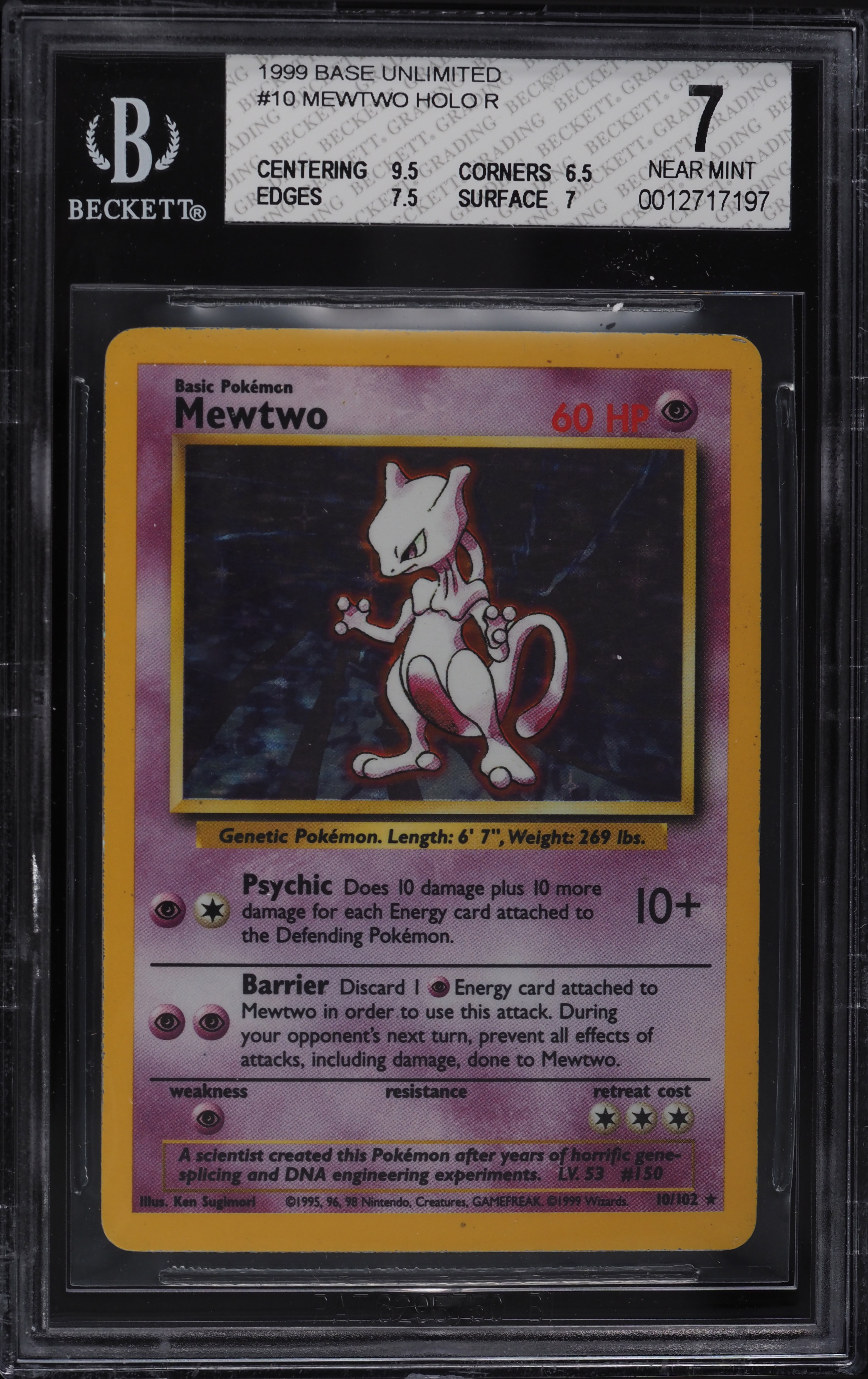 pokemon card mewtwo 10 102 MEWTWO - RARE - 10/102 - Base Set - HOLO - Pokemon Card - EXC