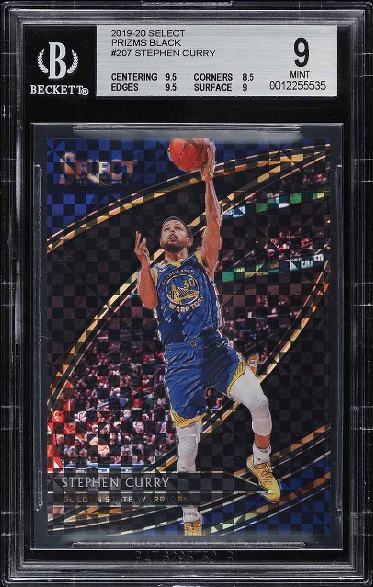 2019 Select Courtside Black Prizm Stephen Curry 1/1 #207 BGS 9 MINT