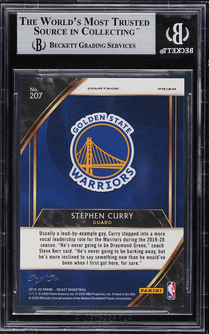 2019 Select Courtside Black Prizm Stephen Curry 1/1 #207 BGS 9 MINT
