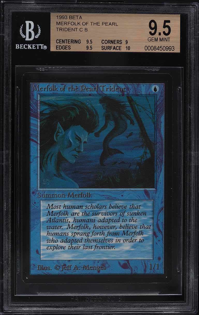 1993 Magic The Gathering MTG Beta Merfolk Of The Pearl Trident C B BGS 9.5 GEM