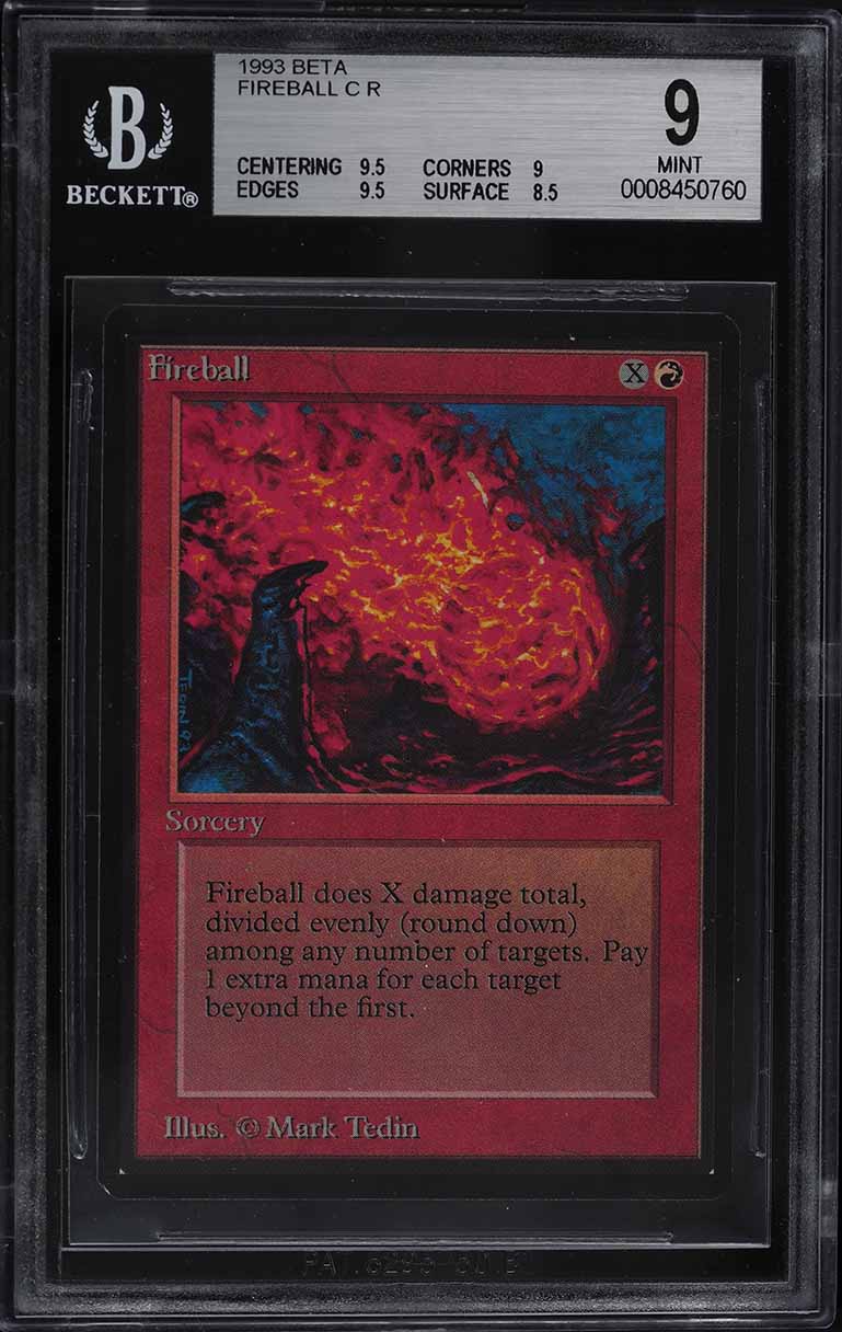 1993 Magic The Gathering MTG Beta Fireball C R BGS 9 MINT