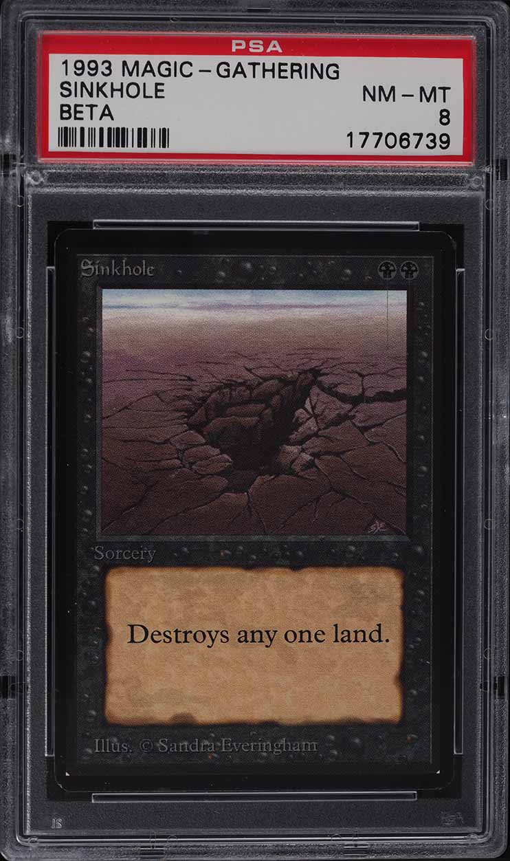 1993 Magic The Gathering MTG Beta Sinkhole C K PSA 8 NM-MT
