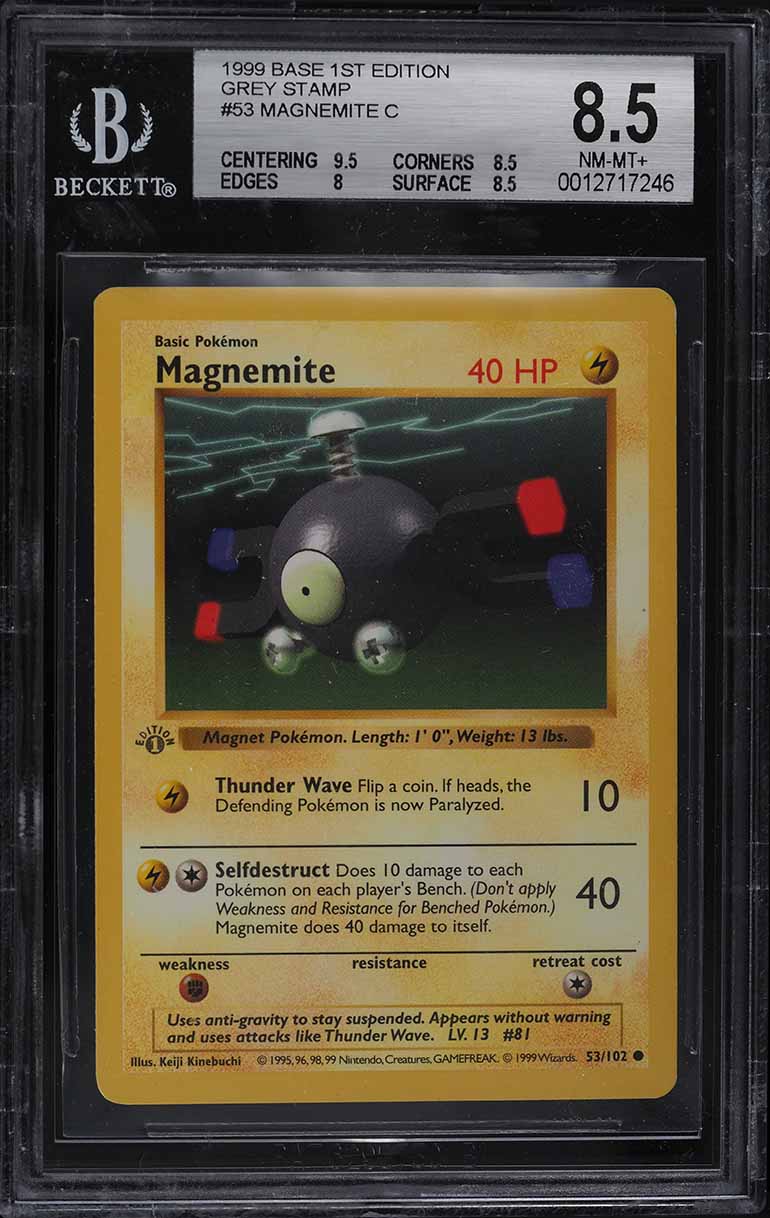 1999 Pokemon Base Set Shadowless 1st Edition Grey Stamp Magnemite #53 BGS  8.5 on Fanatics Collect