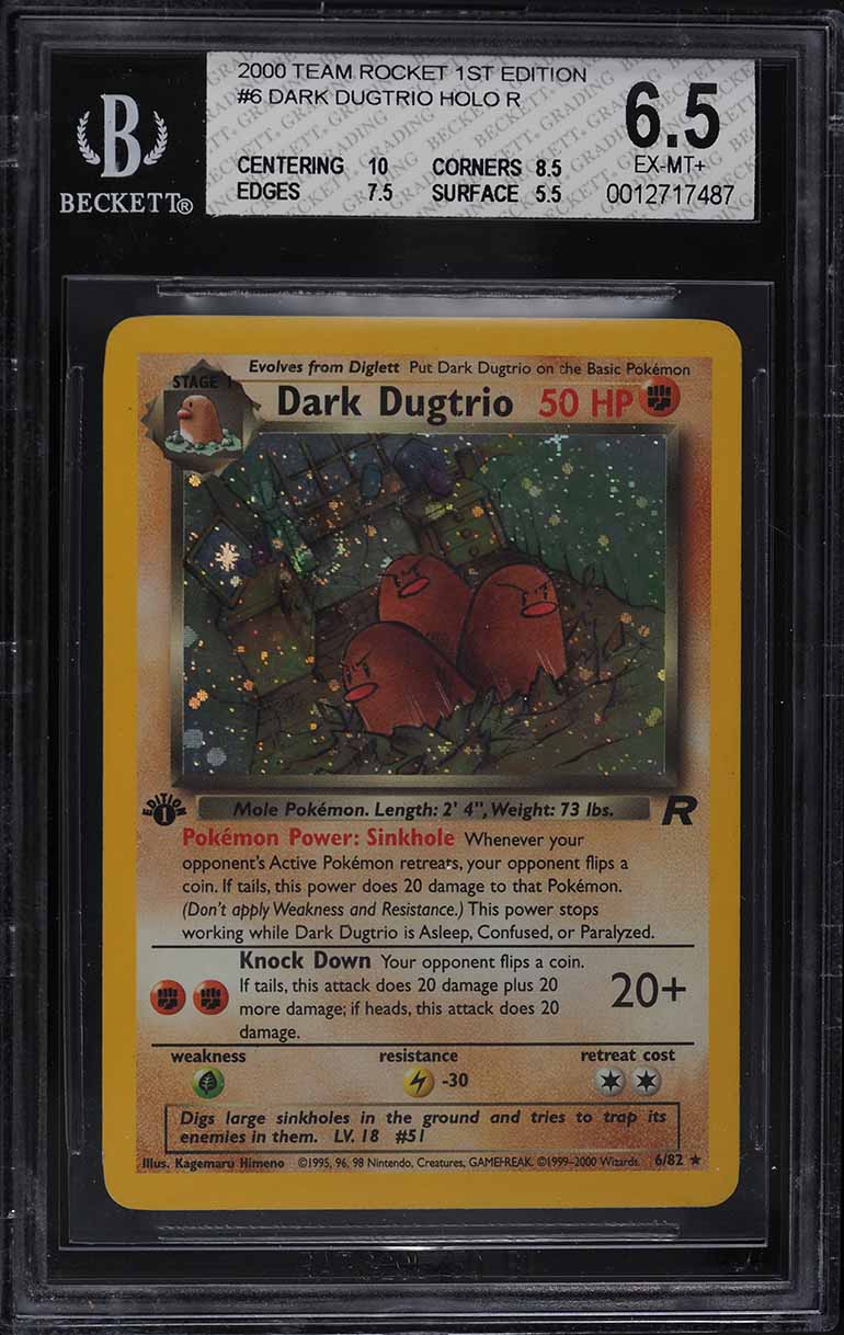 2000 Pokemon Team Rocket 1st Edition Holo Dark Dugtrio #6 BGS 6.5 EXMT+