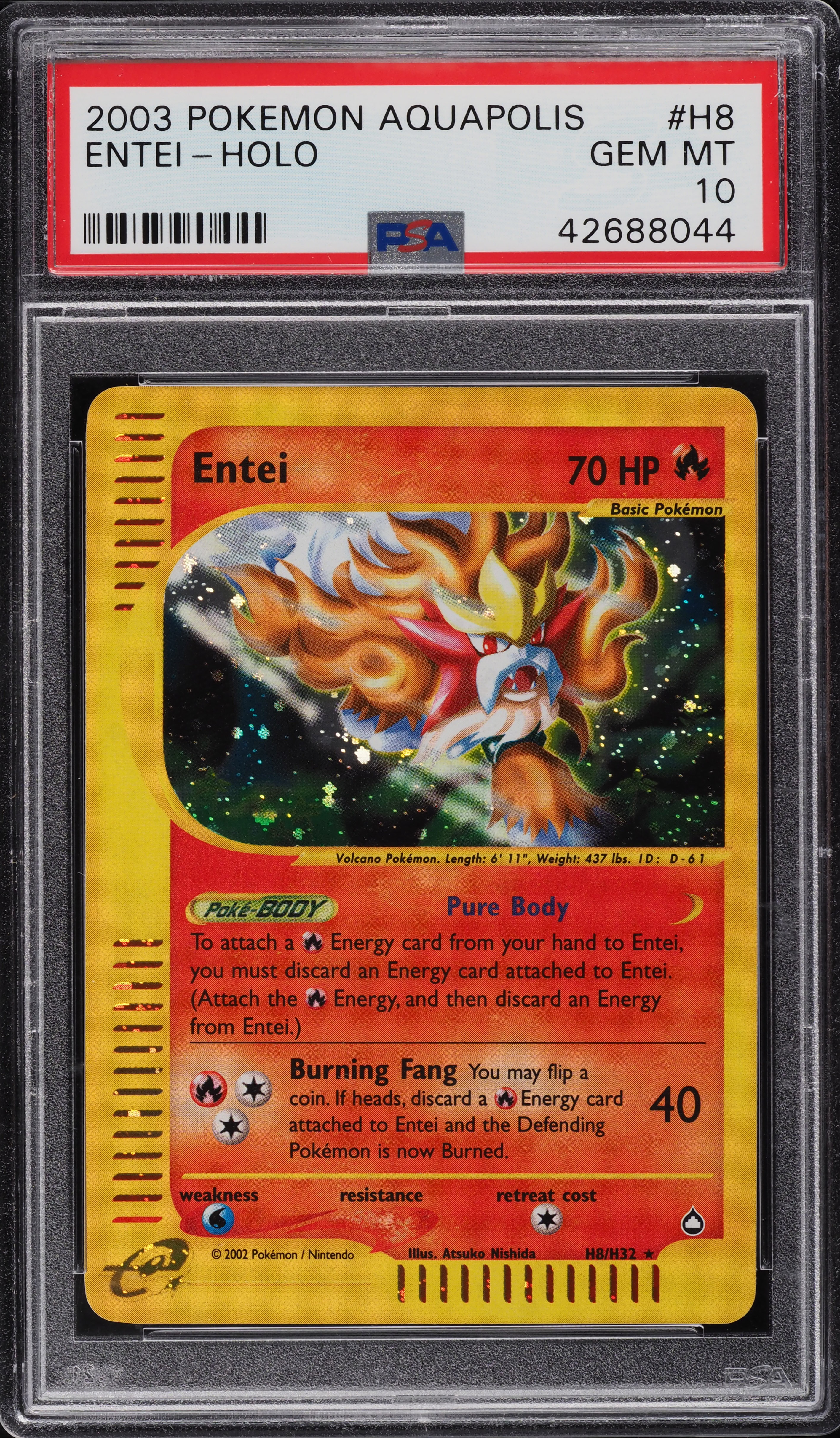 2003 Pokemon Aquapolis Holo Entei #H8 PSA 10 GEM MINT on Fanatics