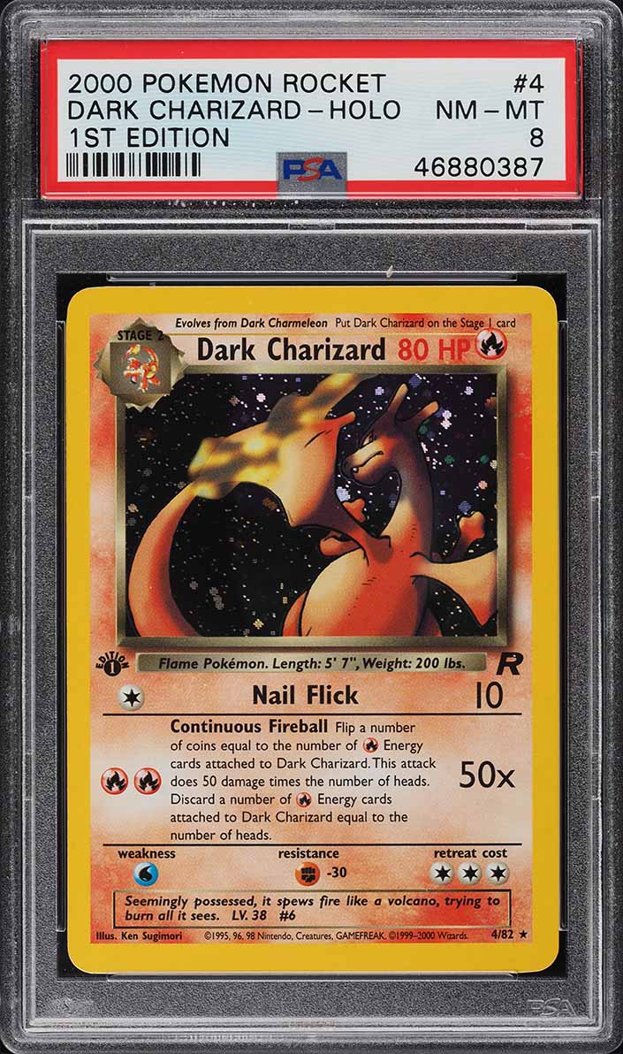 1995 dark charizard pokemon card value Top 7 Cards to Collect: scanner this PSA 8 card is the perfect way to showcase your collection. 2001 Pokemon Japanese Web Holo