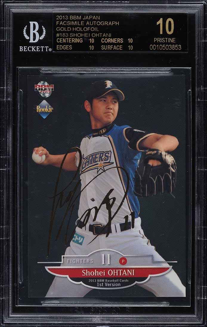 2013 BBM Japan Facsimile Gold Holofoil Shohei Ohtani RC /100 BGS