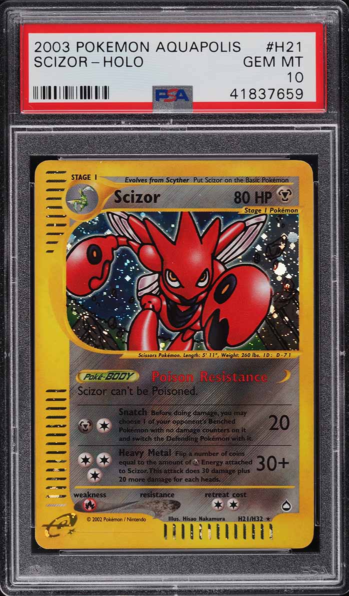 2003 Pokemon Aquapolis Holo Scizor #H21 PSA 10 GEM MINT on