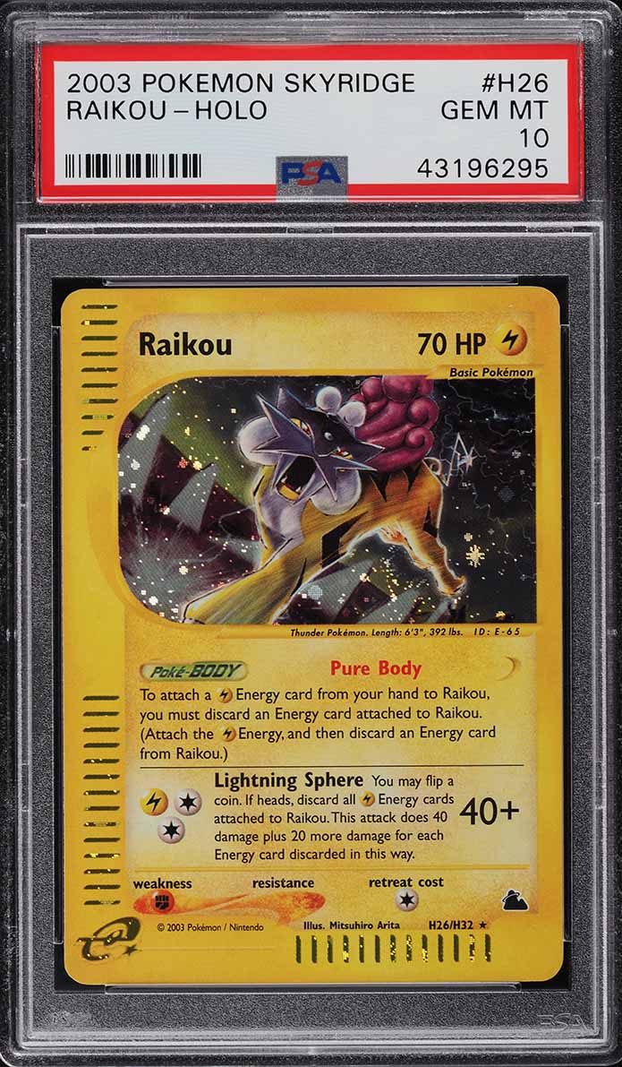 2003 Pokemon Skyridge Holo Raikou #H26 PSA 10 GEM MINT on Fanatics
