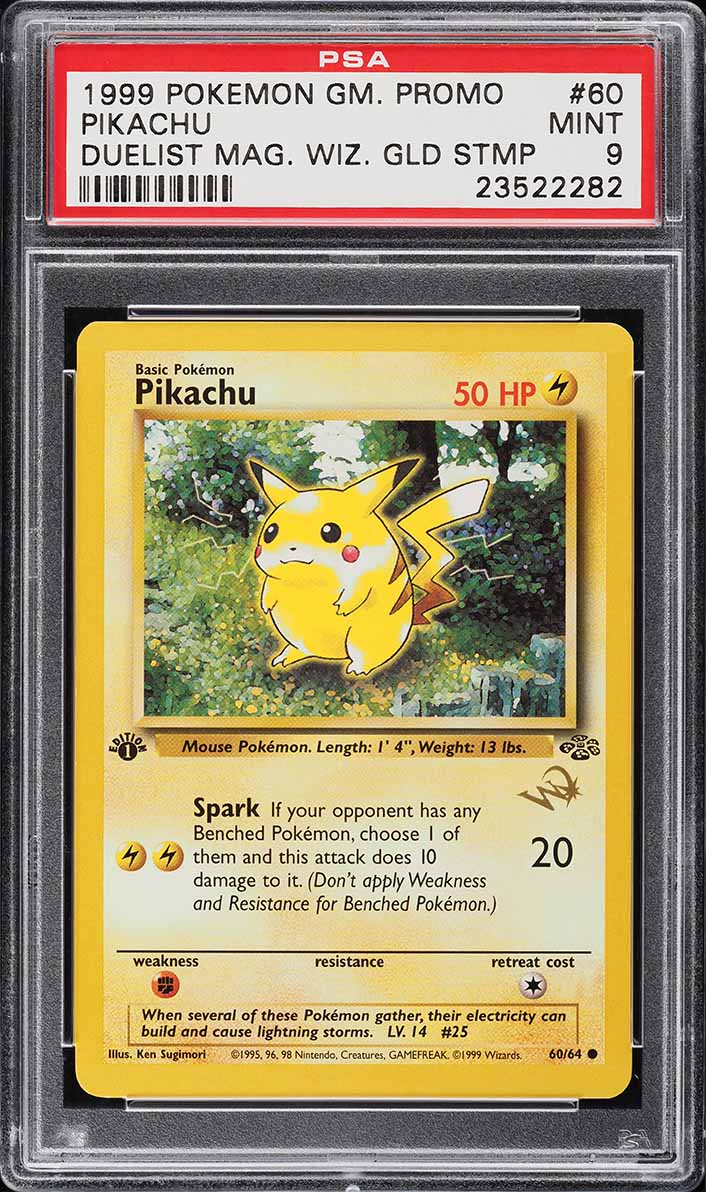 1999 Pokemon Jungle 1st Edition W Gold Stamp Duelist Promo Pikachu #60 PSA 9