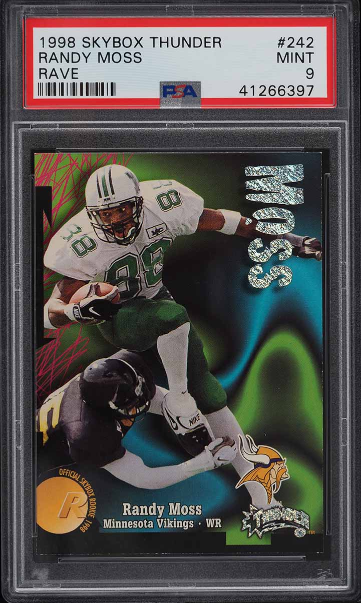 1998 Skybox Thunder Rave Randy Moss ROOKIE RC /150 #242 PSA 9 MINT