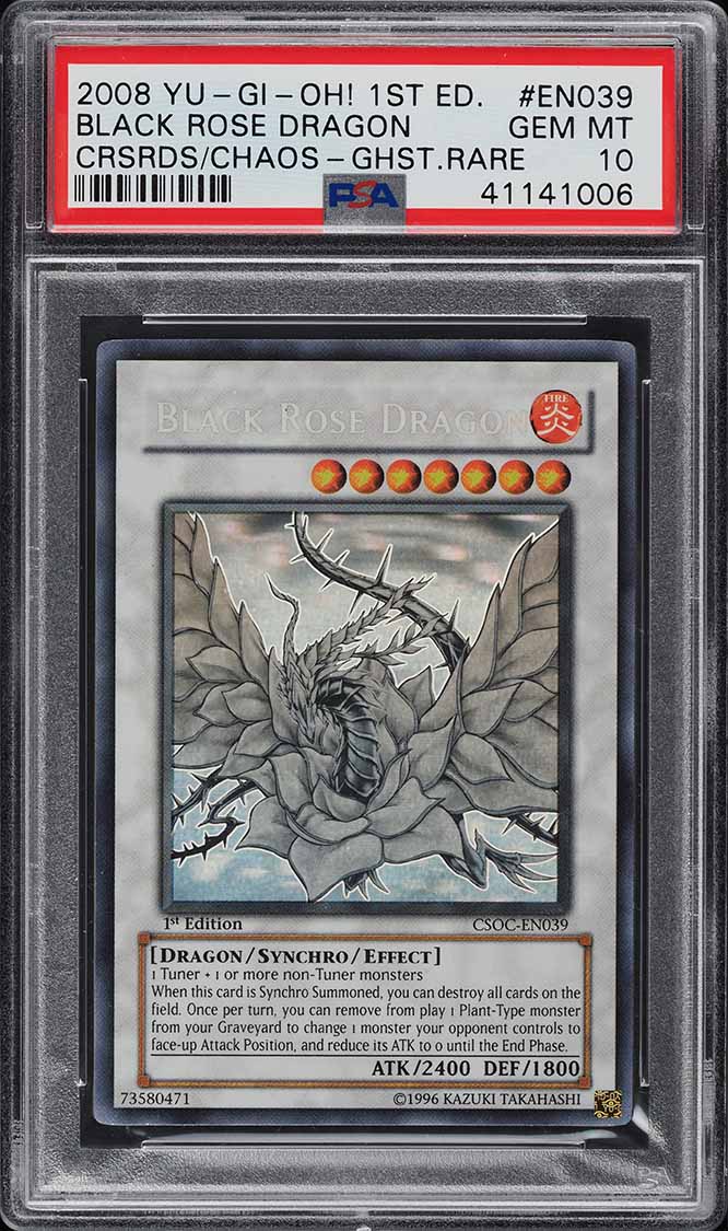2008 Yu-Gi-Oh! CSOC 1st Ed Ghost Rare Black Rose Dragon #CSOC-EN039 PSA 10 GEM