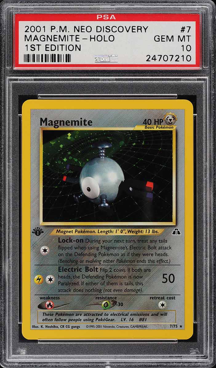 rare magnemite card 2001 Pokemon Neo Discovery 1st Edition Holo Magnemite #7 PSA 10 GEM MINT on  Fanatics Collect