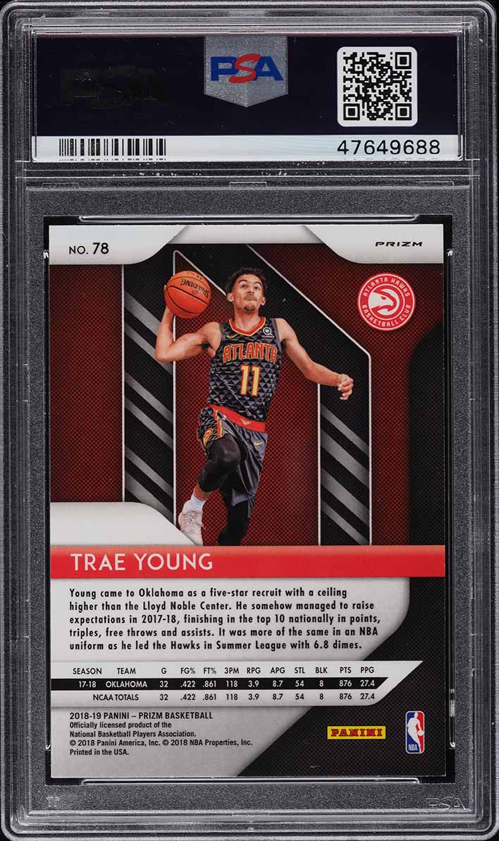 2018 Panini Prizm Silver Trae Young ROOKIE #78 PSA 9 MINT
