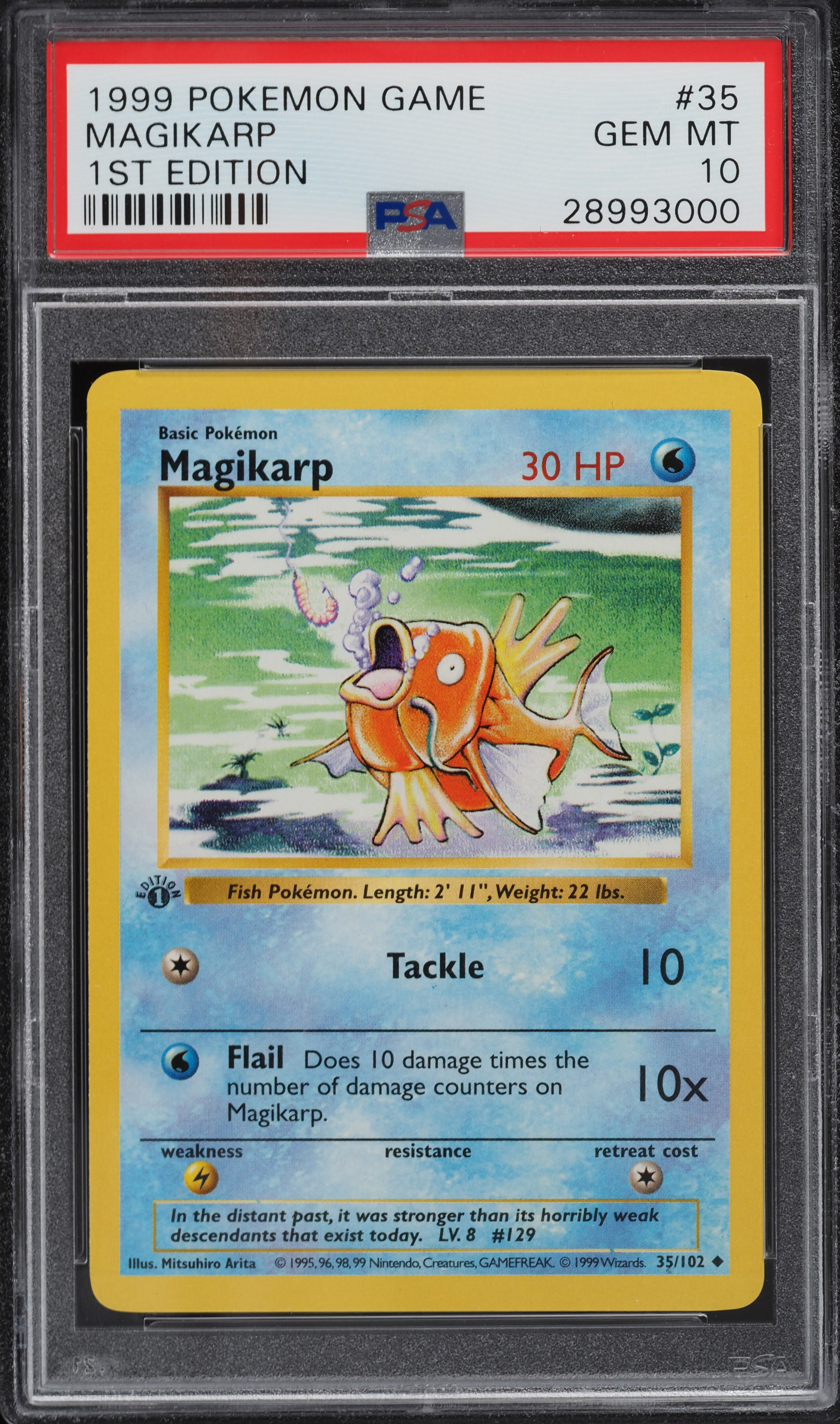 1999 Pokemon Base Set Shadowless 1st Edition Magikarp #35 PSA 10