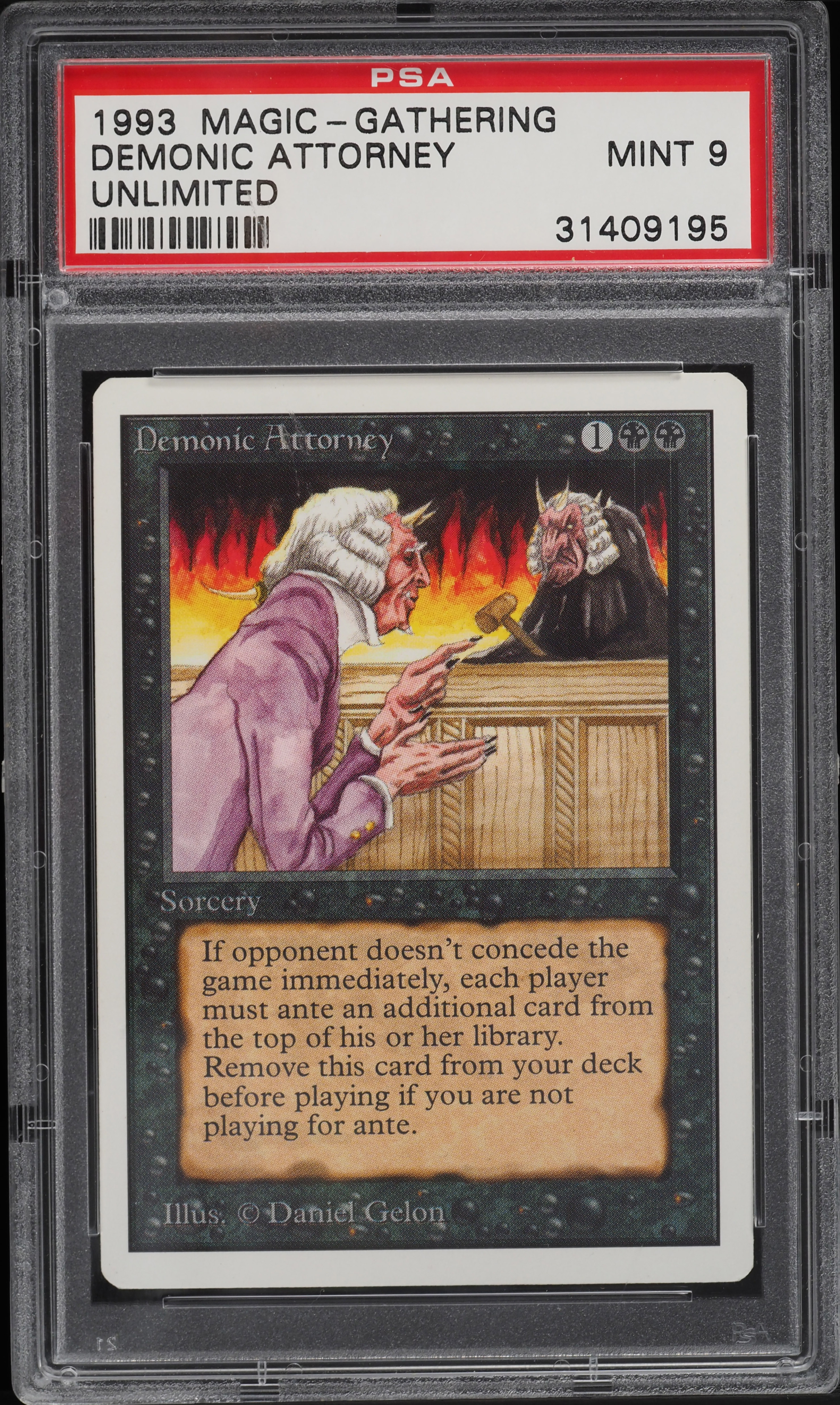 1993 Magic The Gathering MTG Unlimited Demonic Attorney R K PSA 9