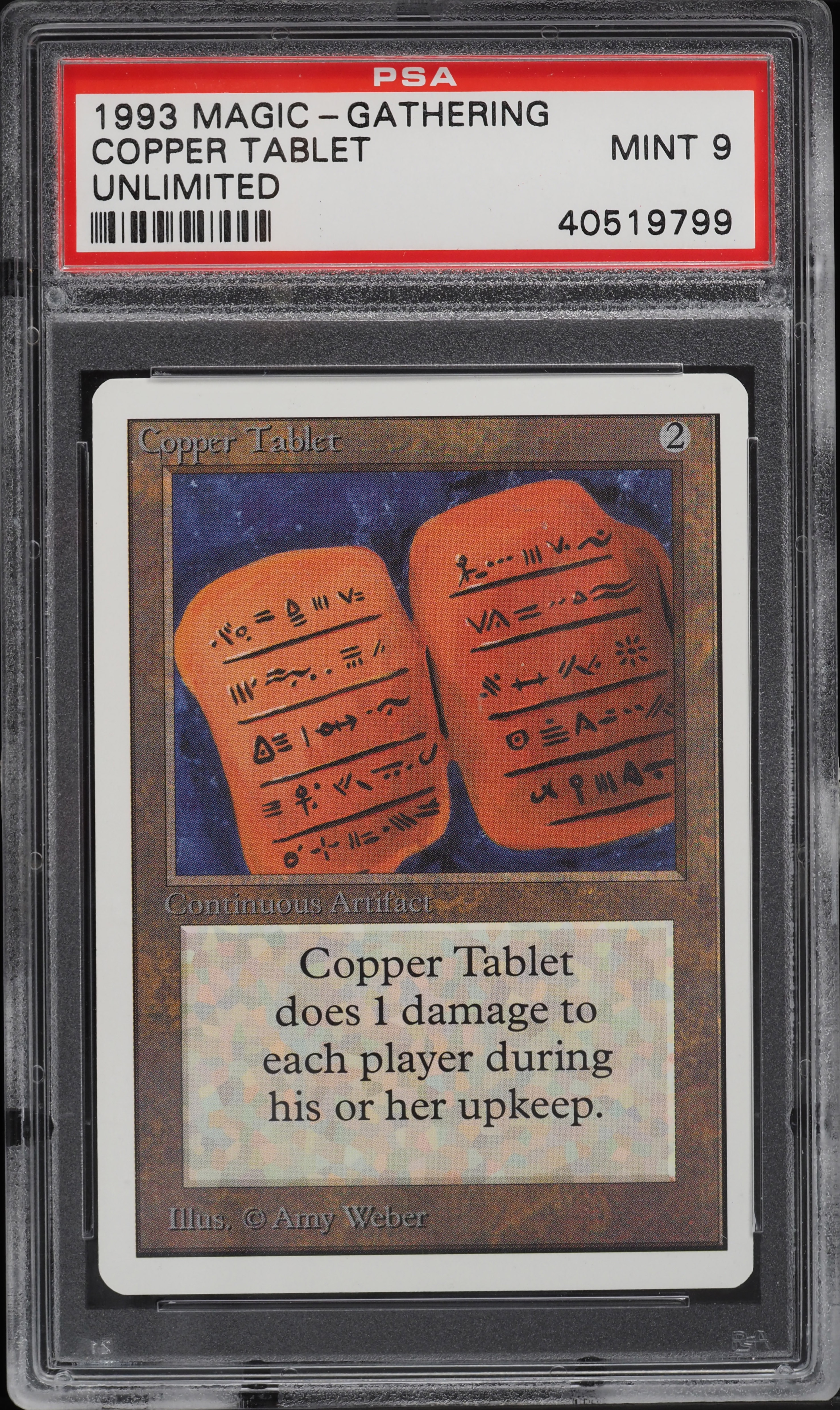 1993 Magic The Gathering MTG Unlimited Copper Tablet PSA 9 MINT on