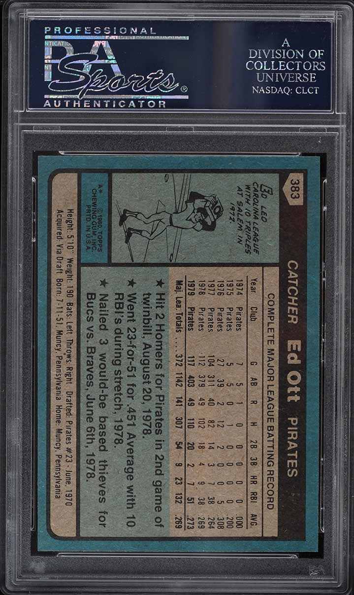 1980 Topps Ed Ott #383 PSA 10 GEM MINT