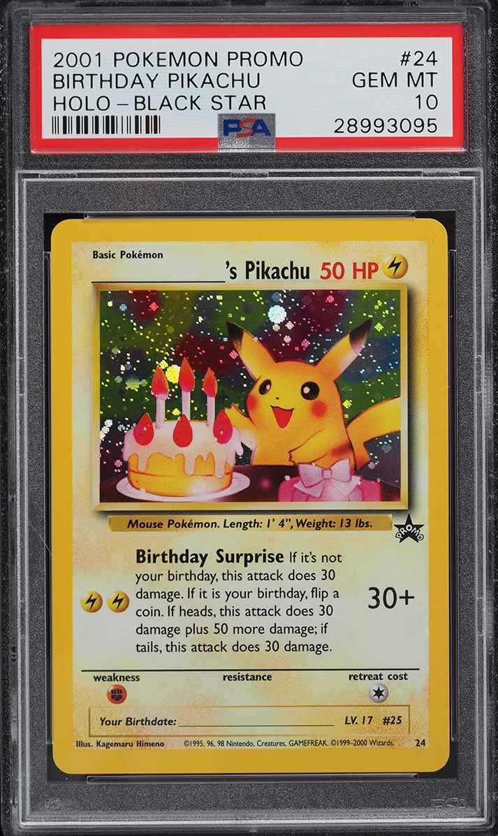 2001 Pokemon Black Star Promo Holo Birthday Pikachu #24 PSA 10 GEM MINT