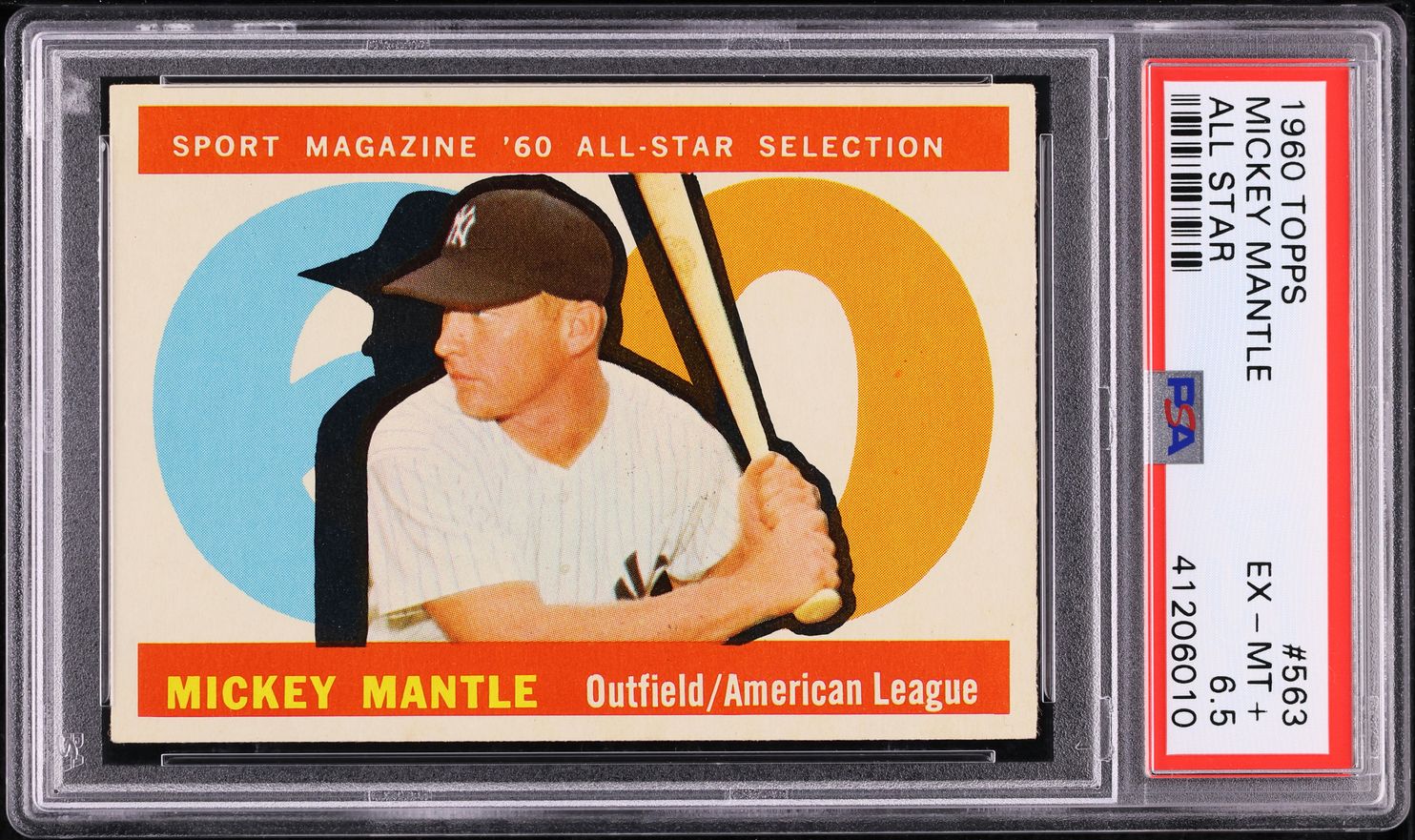1960 Topps Mickey Mantle ALL-STAR #563 PSA 6.5 EXMT+