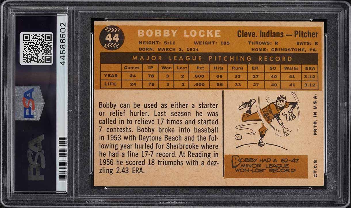 1960 Topps Bobby Locke #44 PSA 8 NM-MT