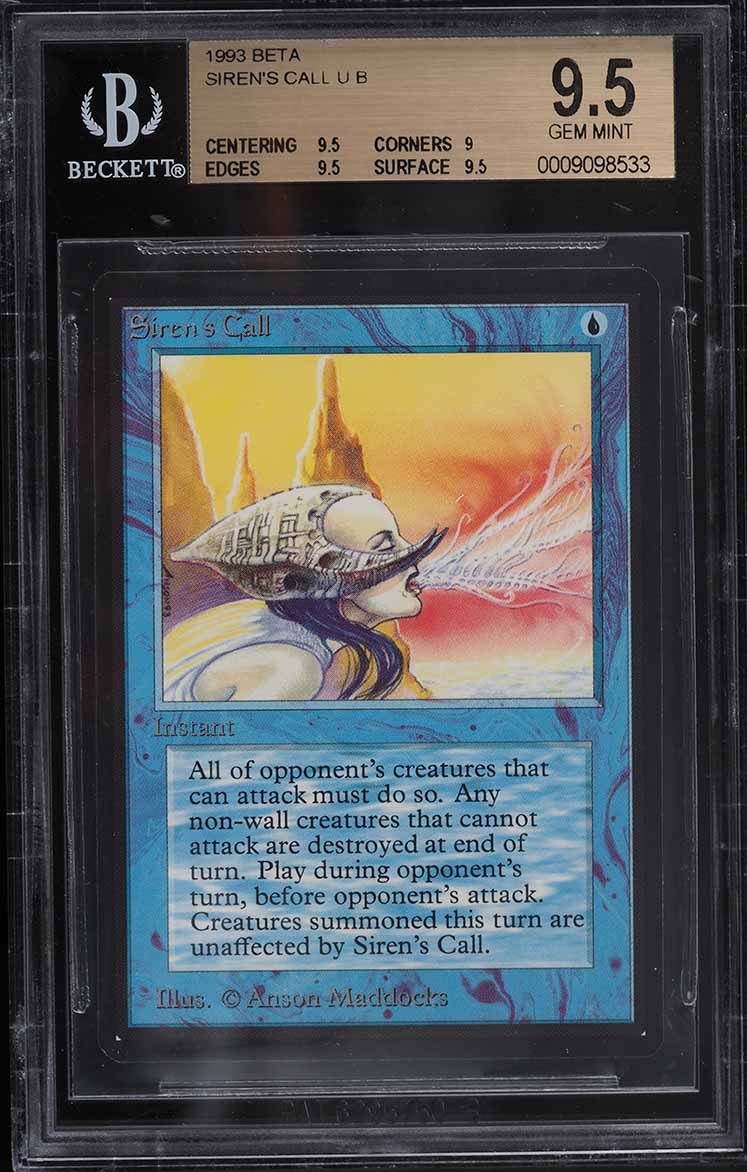 1993 Magic The Gathering MTG Beta Siren's Call U B BGS 9.5 GEM MINT