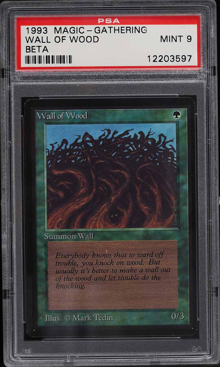 1993 Magic The Gathering MTG Beta Wall Of Wood C G PSA 9 MINT