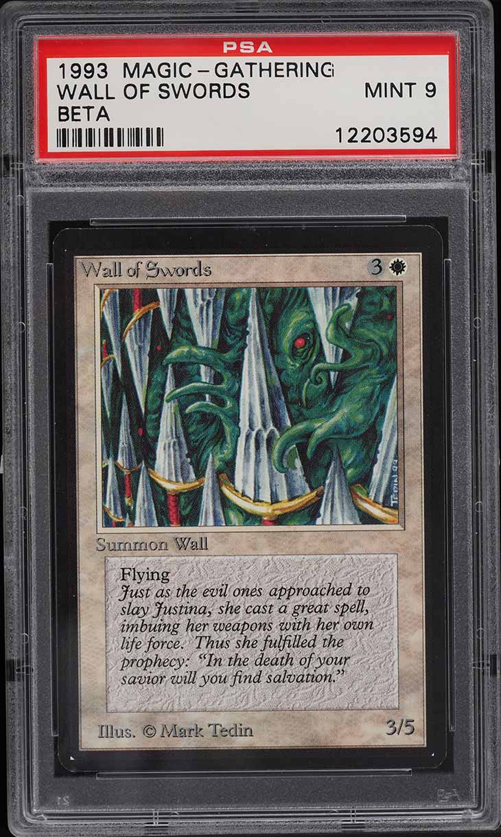 1993 Magic The Gathering MTG Beta Wall Of Swords U W PSA 9 MINT