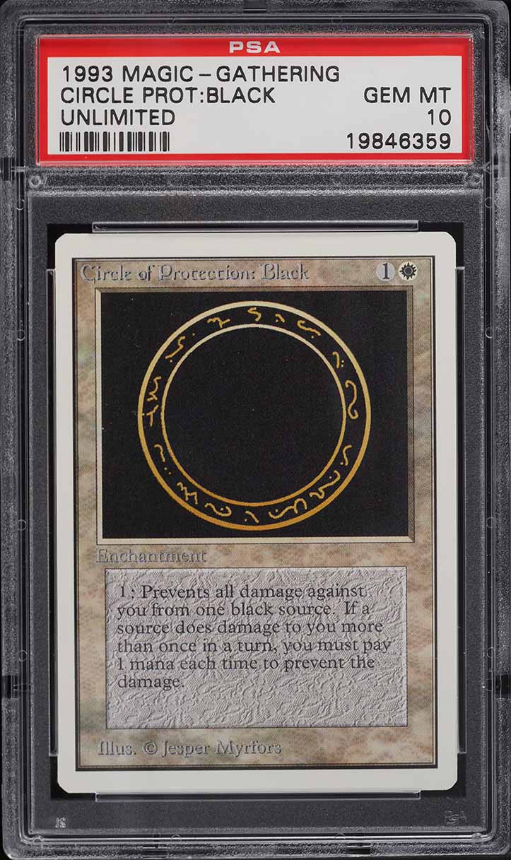 1993 Magic The Gathering MTG Unlimited Circle Of Protection: Black PSA 10 GEM MT on Fanatics Collect 1993 Magic The Gathering MTG Unlimited Circle Of Protection: Black PSA 10 GEM MT on Fanatics Collect