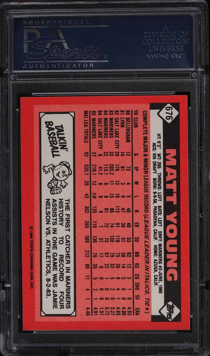 1986 Topps Tiffany Matt Young #676 PSA 10 GEM MINT