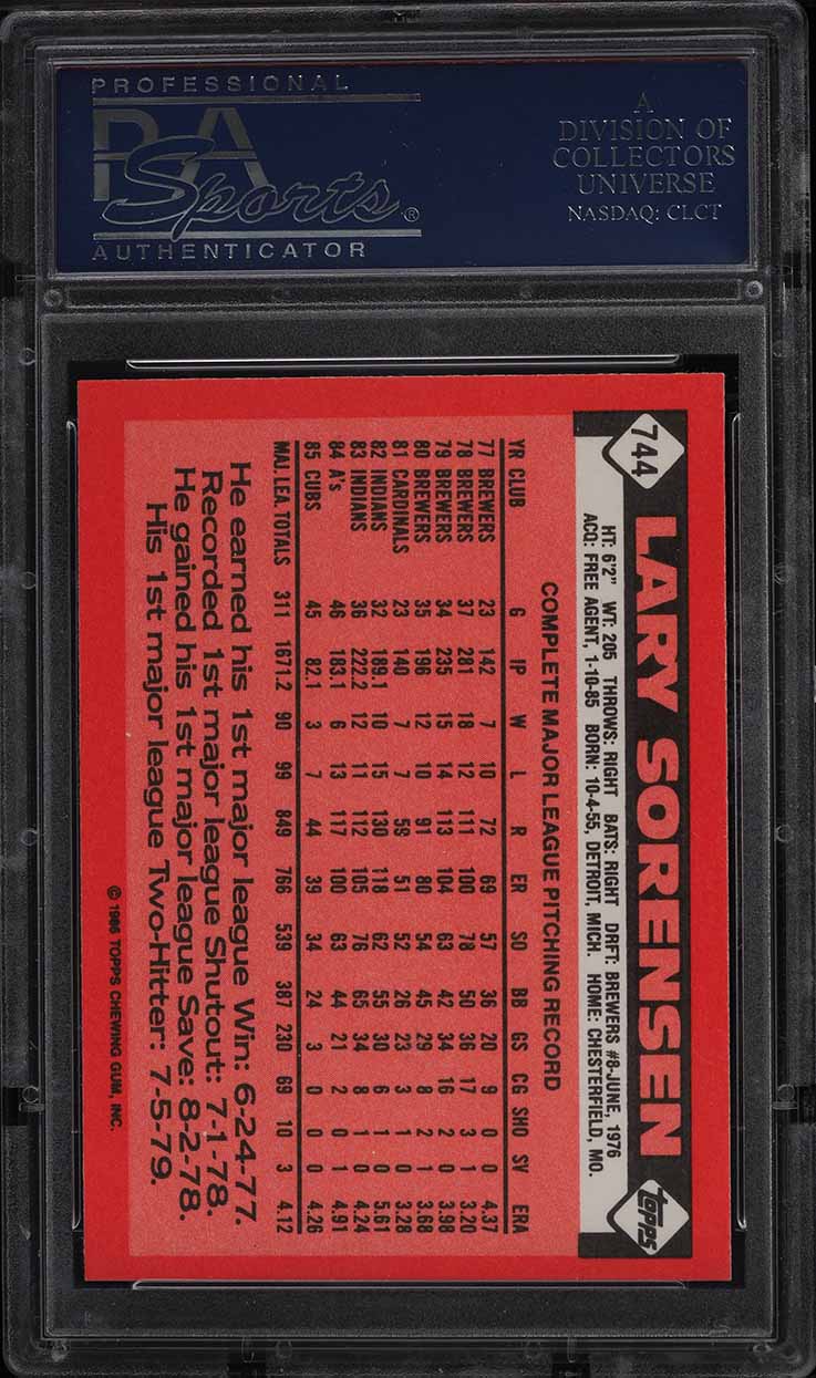 1986 Topps Tiffany Lary Sorensen #744 PSA 10 GEM MINT